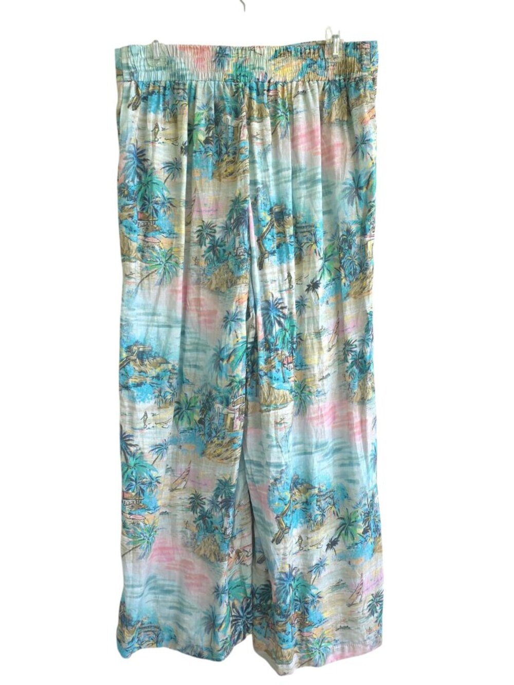NWT C & C California wide-leg tropical print beach pants summer light weight - Picture 10 of 13